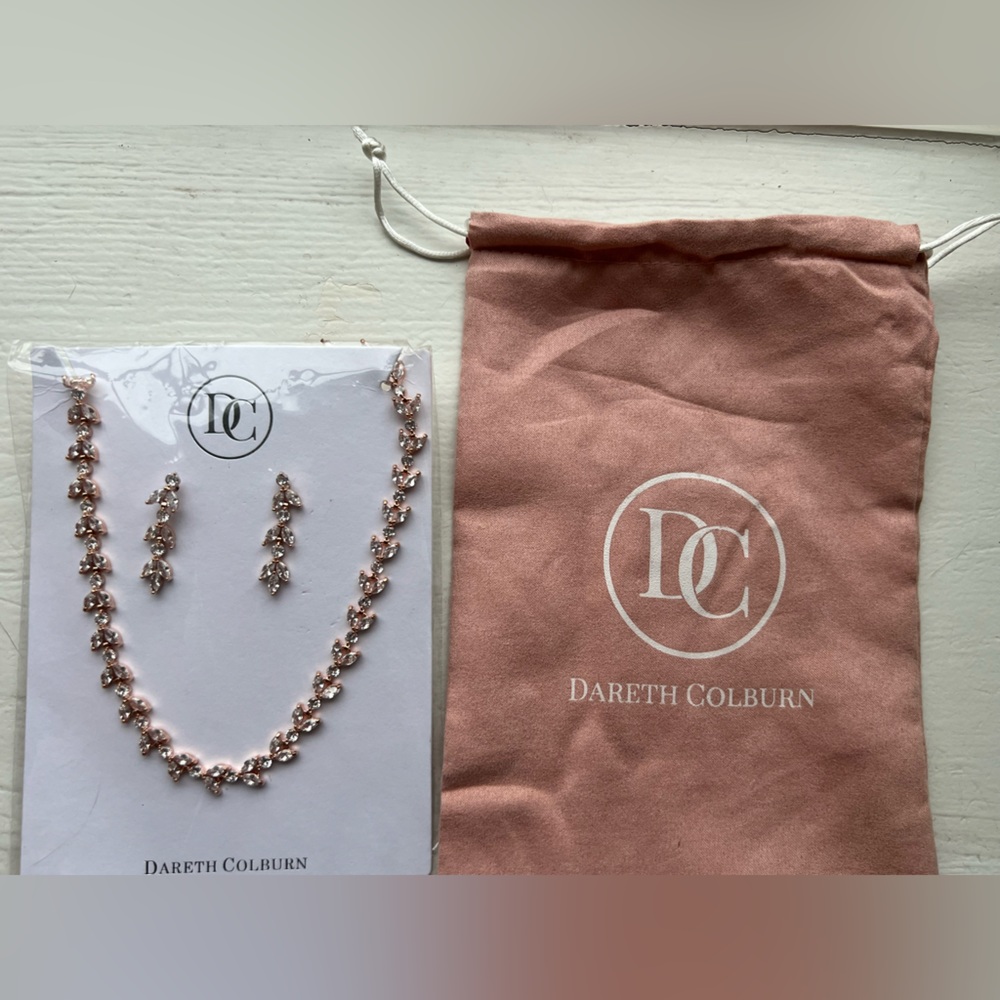Dareth Colburn Rose Gold Necklace and Earring Set